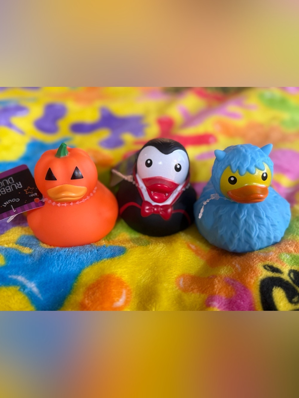 BNWT Target Orange Pumpkin, Black Vampire & Blue Monster Rubber Ducks -Set of 3